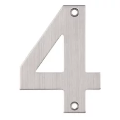 Eclipse Door Numeral 4 Satin Stainless Steel 102mm