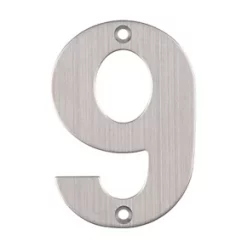 Eclipse Door Numeral 9 Satin Stainless Steel 102mm