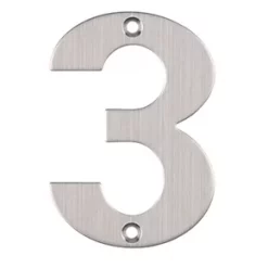 Eclipse Door Numeral 3 Satin Stainless Steel 102mm