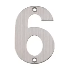 Eclipse Door Numeral 6 Satin Stainless Steel 102mm