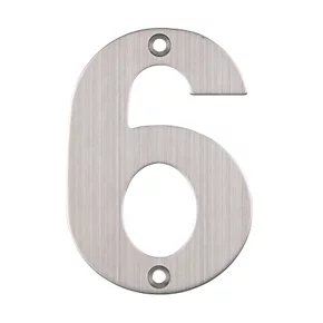 Eclipse Door Numeral 6 Satin Stainless Steel 102mm