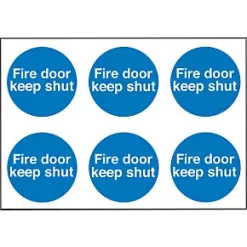 Non Photoluminescent "Fire Door Keep Shut" Adhesive Labels 100 x 100mm 30 Pack