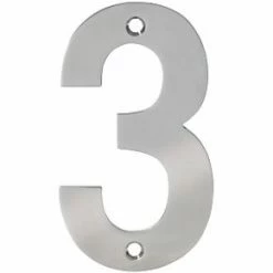 Eclipse Door Numeral 3 Polished Stainless Steel 100mm